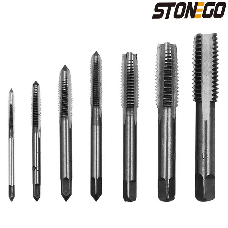 STONEGO 5 DB/7 DB csapágyacél acél kúpos kézi spirálhegyű egyenes hornyos csavarmenet kézi menetfúró M3/M4/M5/M6/M8/M10/M12