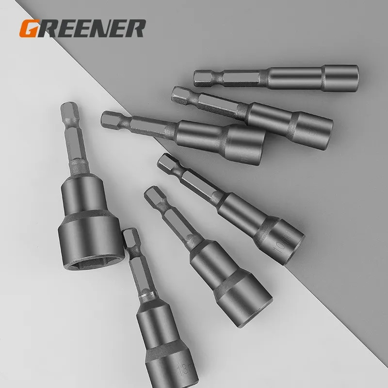 Greener One db 80 mm-es hosszúságú extra mély csavar anyacsavarozó bit 6,35 mm hatlapfejű csavarkulcs foglalatos csavarhúzó elektromos szerszámhoz