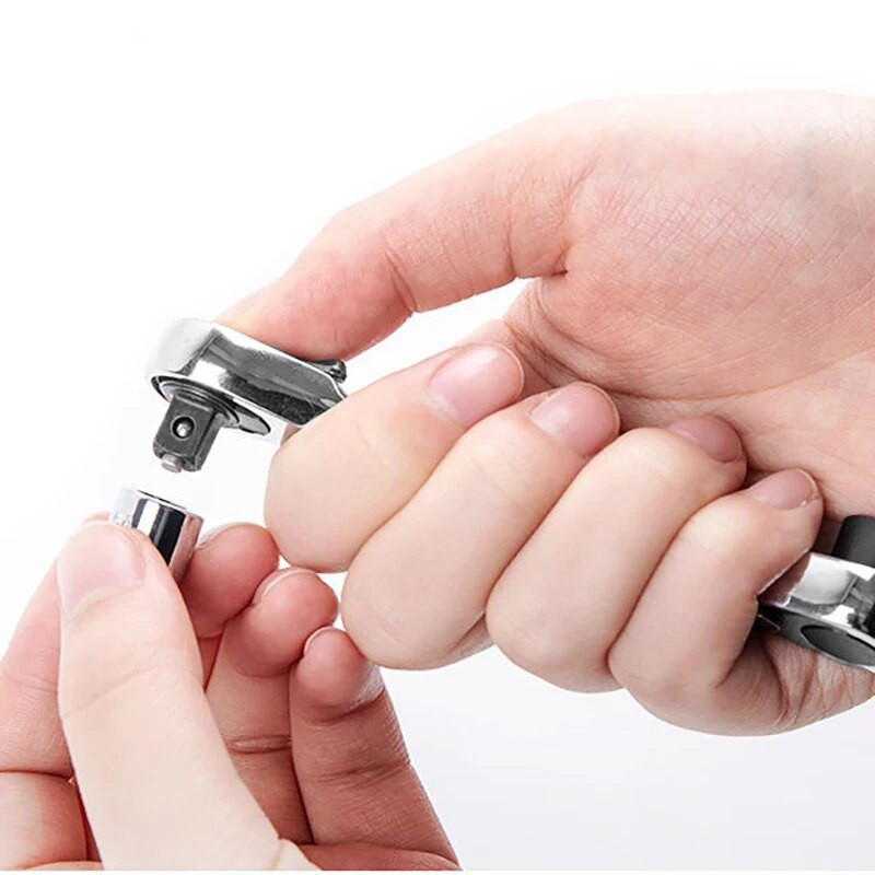 Mini 1/4 colio dvipusis greito lizdo reketinis veržliarakčio strypo atsuktuvas antgalio įrankis, kuriame yra 1 x reketinės rankenos veržliarakčio rankiniai įrankiai