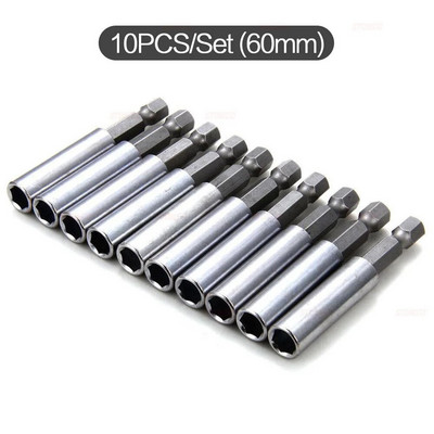 STONEGO 1 KOM/10 KOM Set držača magnetnog produžetka odvijača, 60 mm duljine, 1/4 in šesterokutni prihvat, adapter za svrdlo