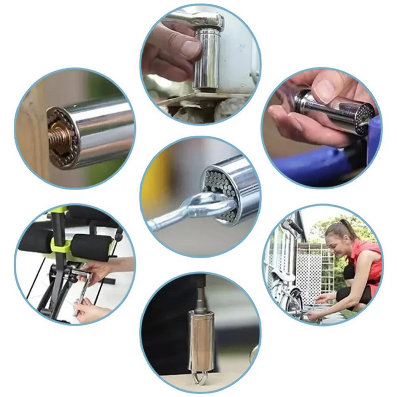 Moment ključ Glava Set Nasadni rukavac 7-19 mm Električna bušilica Čegrtaljka Čahura Viljuškasti ključ Magic Grip Višestruki ručni alati