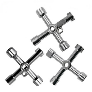 4 Way Universal Cross Triangle Wrench KEY for Train Electrical Elevator Valve Valve Alloy Triangle