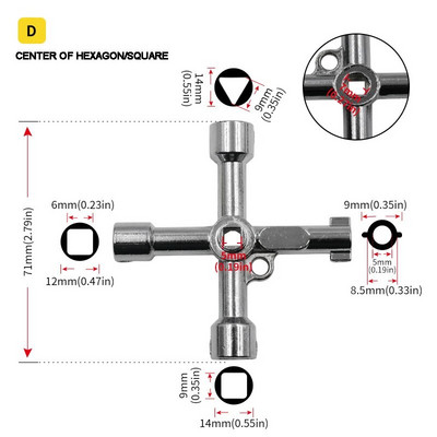 4 Ways Phillips Wrench Mini univerzális belső háromszögű többfunkciós kis keresztkulcsos csavarkulcs javítási kéziszerszámok autólifthez