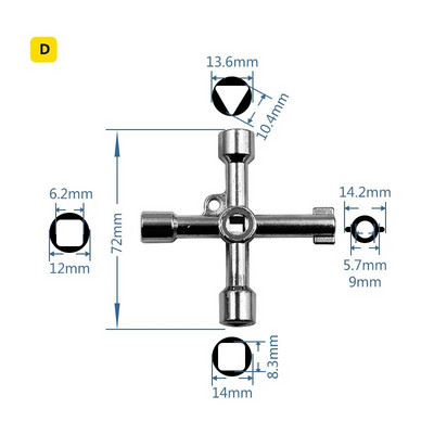 4 Ways Phillips Wrench Mini univerzális belső háromszögű többfunkciós kis keresztkulcsos csavarkulcs javítási kéziszerszámok autólifthez