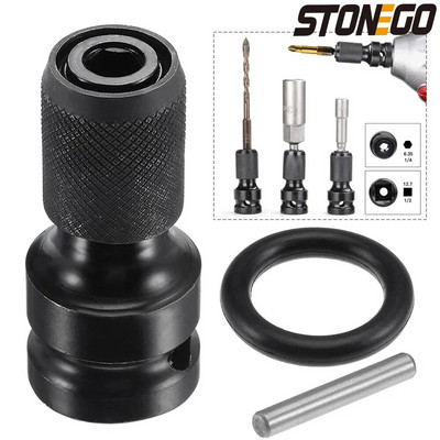 STONEGO 1PC 1/2-tolline ruutajam kuni 1/4-tollise kuuskantpesaga adapteri muunduri padruni adapter löökõhu ja elektrilise mutrivõtme jaoks
