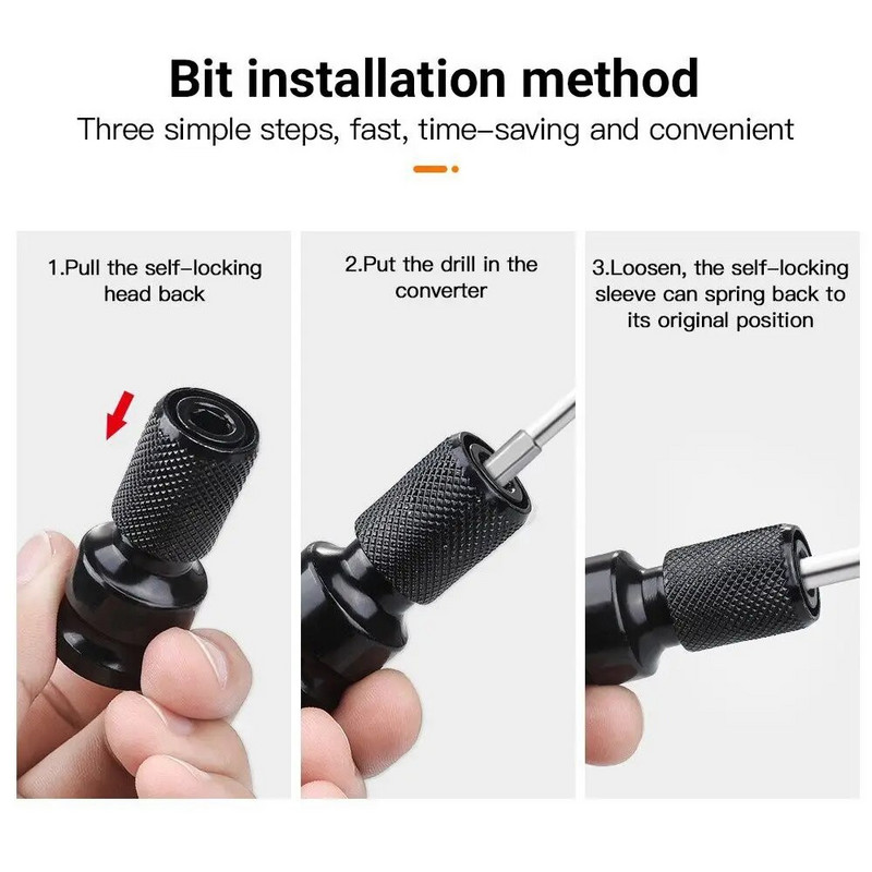 STONEGO 1PC 1/2 inčni kvadratni pogon na 1/4 inčni šesterokutni adapter Adapter za steznu glavu za udarni zračni i električni ključ