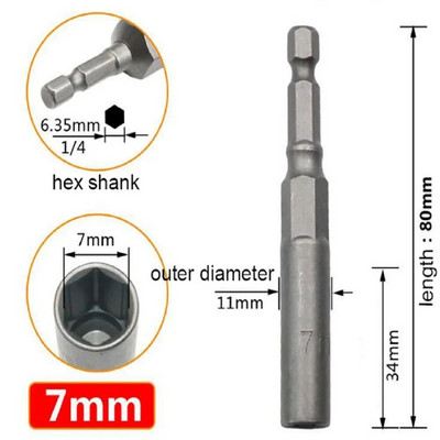 5,5-19 mm udarna nasadna magnetska matica odvijač 1/4" šesterokutni ključ adapter za svrdlo Pogonska utičnica