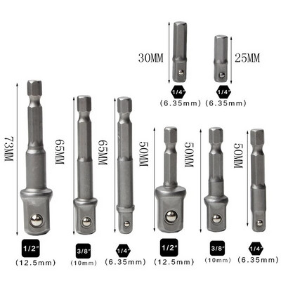 Adapter za utičnicu za bušilicu 1/4'' šesterokutni produžetak drške za udarnu izvijač 1/2'' 3/8'' 1/2'' set adaptera za svrdla s kvadratnom glavom Ručni alati