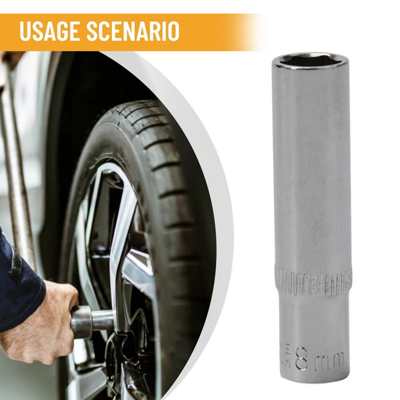 1 vnt 8/10/13 mm 1/4 vieno prailginimo šešiakampis lizdas Premium chromo vanadžio plieno lizdas, chromuotas apdaila, lizdinis veržliaraktis