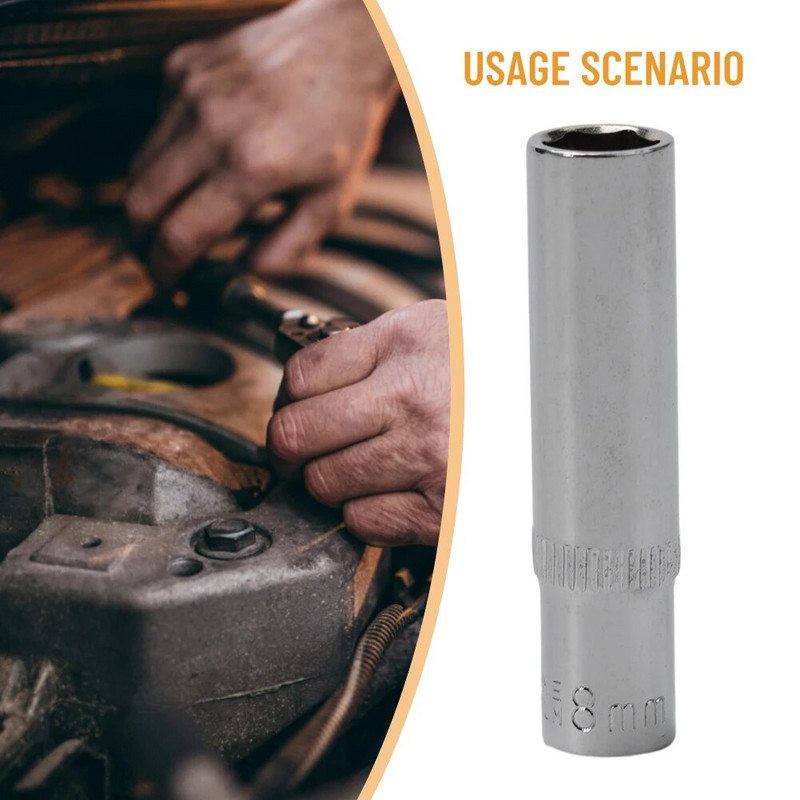 1 vnt 8/10/13 mm 1/4 vieno prailginimo šešiakampis lizdas Premium chromo vanadžio plieno lizdas, chromuotas apdaila, lizdinis veržliaraktis