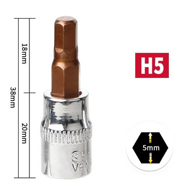 1/4 hüvelykes Torx-aljzat-csavarkulcs-aljzat-adapter racsnis meghajtó foglalat-készlet Kéziszerszámok H3 H4 H5 H6 H7 H8