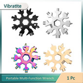 18-în-1 Instrument multiplu Fulg de zăpadă Cheie dinamometrică din oțel inoxidabil Set de unelte Combinație de carduri Produs portabil compact pentru exterior