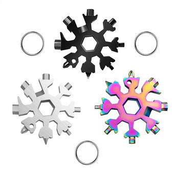 18-σε-1 Snowflake πολλαπλών εργαλείων Snowflake ροπόκλειδο από ανοξείδωτο χάλυβα Σετ καρτών εργαλείων Συμπαγές φορητό προϊόν εξωτερικού χώρου