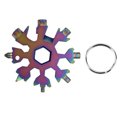 18-în-1 Instrument multiplu Fulg de zăpadă Cheie dinamometrică din oțel inoxidabil Set de unelte Combinație de carduri Produs portabil compact pentru exterior