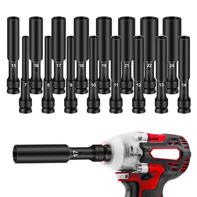 1/2-es hajtóhüvelyű ütvecsavarkulcs hatlapfejű 8-24 mm-es adapter-kulcs-átalakító mélyütő-hüvelyes fejű gumiabroncs-eltávolító eszközök