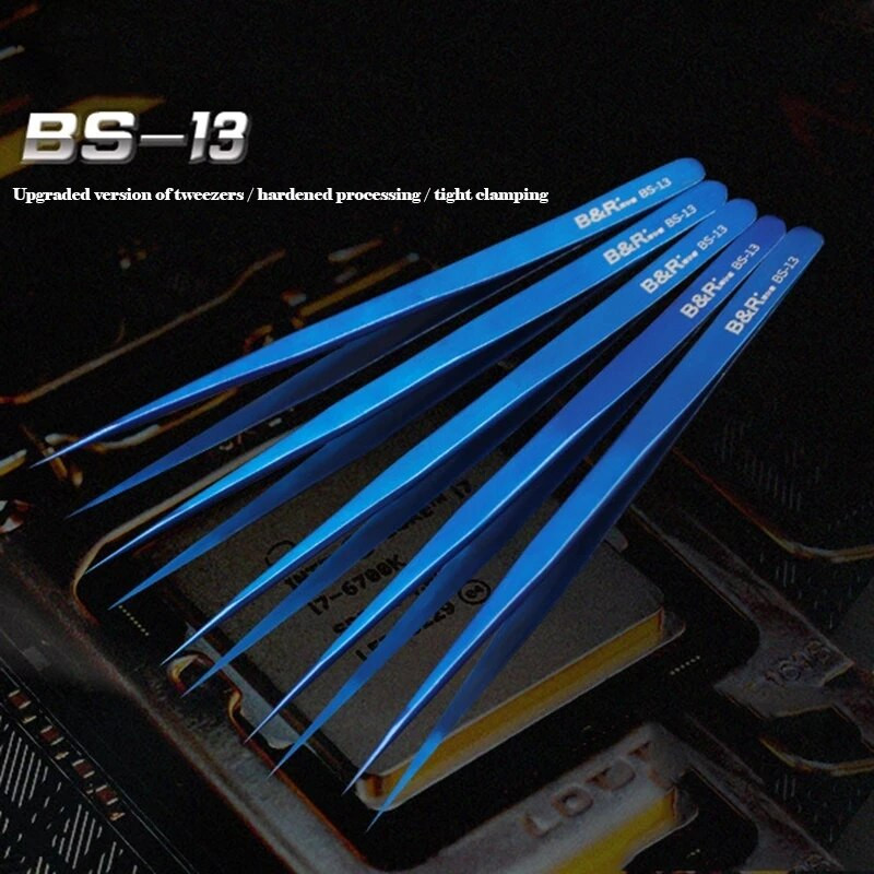 B&R BS-13 Λεπτό Αιχμηρό Τσιμπιδάκι ακριβείας από ανοξείδωτο ατσάλι Τσιμπιδάκια με ευθεία άκρη για τηλέφωνο Mainboard Επαγγελματικά εργαλεία επισκευής