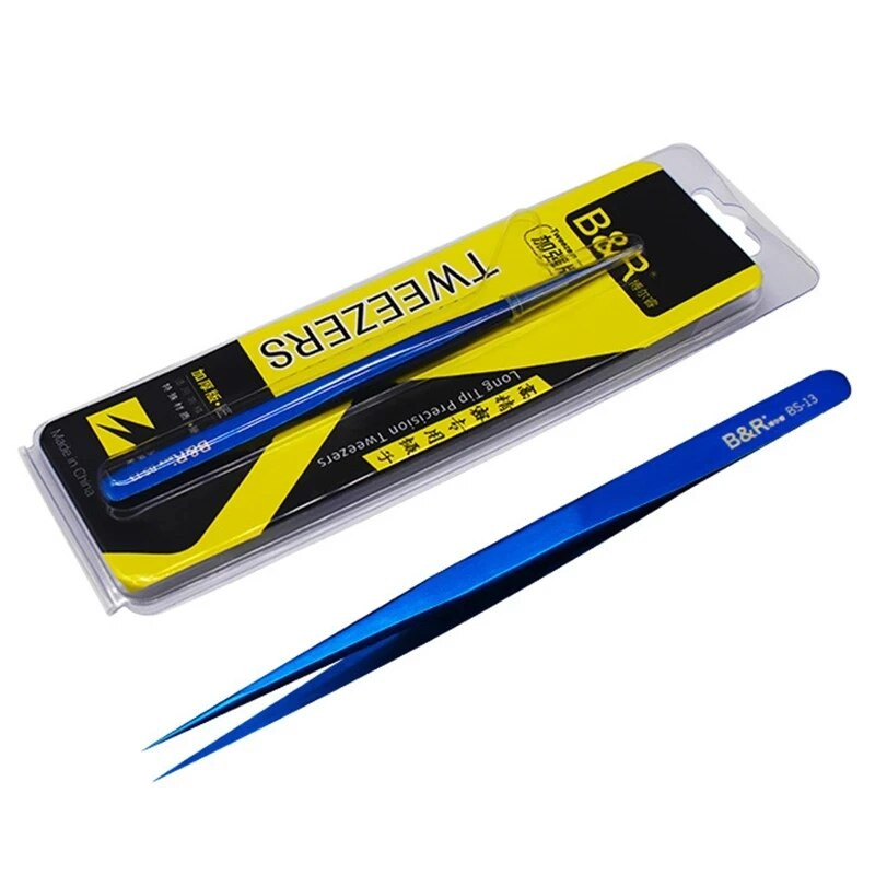 B&R BS-13 Λεπτό Αιχμηρό Τσιμπιδάκι ακριβείας από ανοξείδωτο ατσάλι Τσιμπιδάκια με ευθεία άκρη για τηλέφωνο Mainboard Επαγγελματικά εργαλεία επισκευής