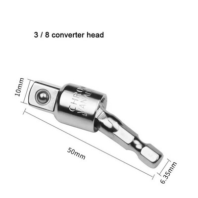 Seturi de adaptoare pentru prize de găurit electric rotativ la 360° pentru șofer cu impact cu tijă hexagonală 1/4" 3/8" 1/2"