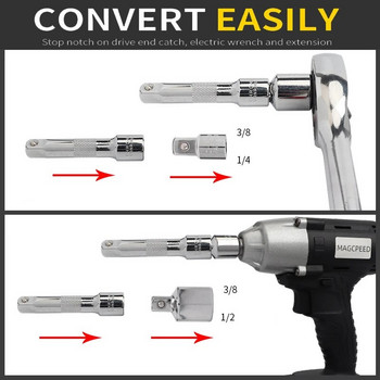 Адаптер за гнездо Адаптер за гаечен ключ с тресчотка 1/2 оборот с голяма мушка 3/8 оборот със средна муха 1/4 малка мушка CR-V хром-ванадиева стомана