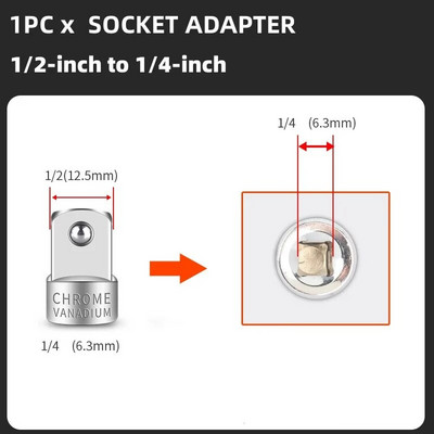 Aljzatadapter racsnis csavarkulcs adapter 1/2 nagy légy fordulat 3/8 közepes légy fordulat 1/4 kis légy CR-V króm-vanádium acél