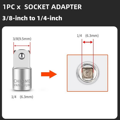 Aljzatadapter racsnis csavarkulcs adapter 1/2 nagy légy fordulat 3/8 közepes légy fordulat 1/4 kis légy CR-V króm-vanádium acél