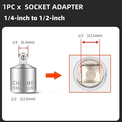 Aljzatadapter racsnis csavarkulcs adapter 1/2 nagy légy fordulat 3/8 közepes légy fordulat 1/4 kis légy CR-V króm-vanádium acél