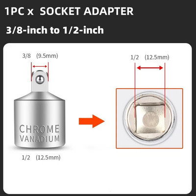 Aljzatadapter racsnis csavarkulcs adapter 1/2 nagy légy fordulat 3/8 közepes légy fordulat 1/4 kis légy CR-V króm-vanádium acél