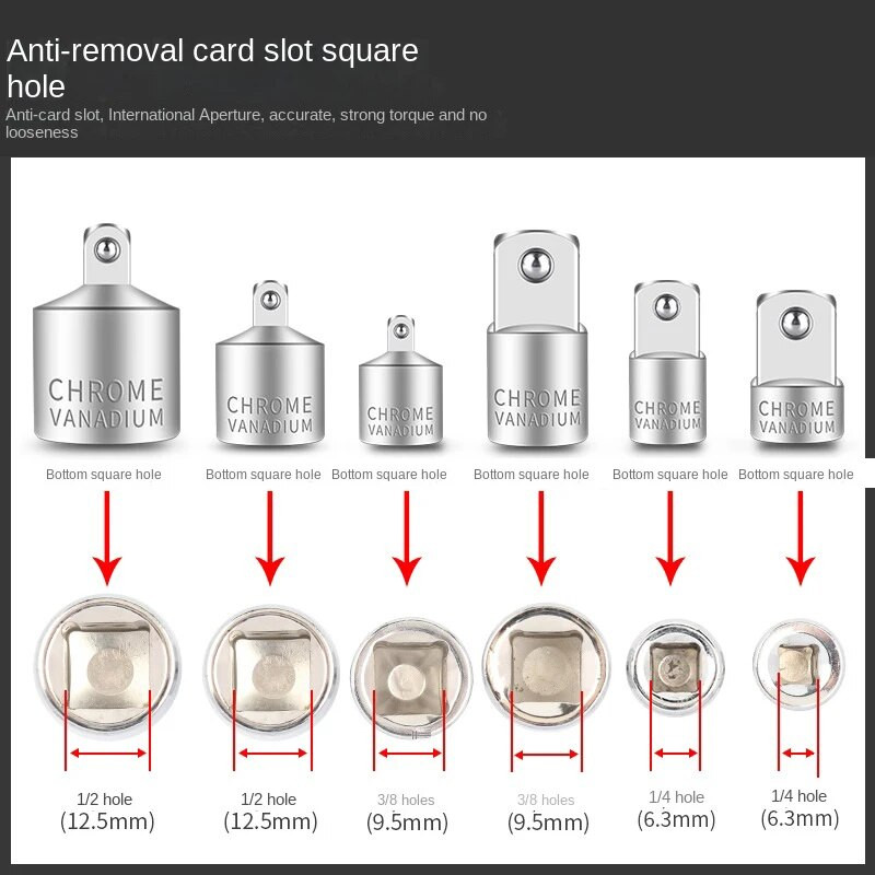 Adapter nasadnog ključa sa čegrtaljkom Adapter ključa sa čegrtaljkom 1/2 velikog zavoja 3/8 srednjeg zavoja 1/4 malog zavoja CR-V krom-vanadij čelik