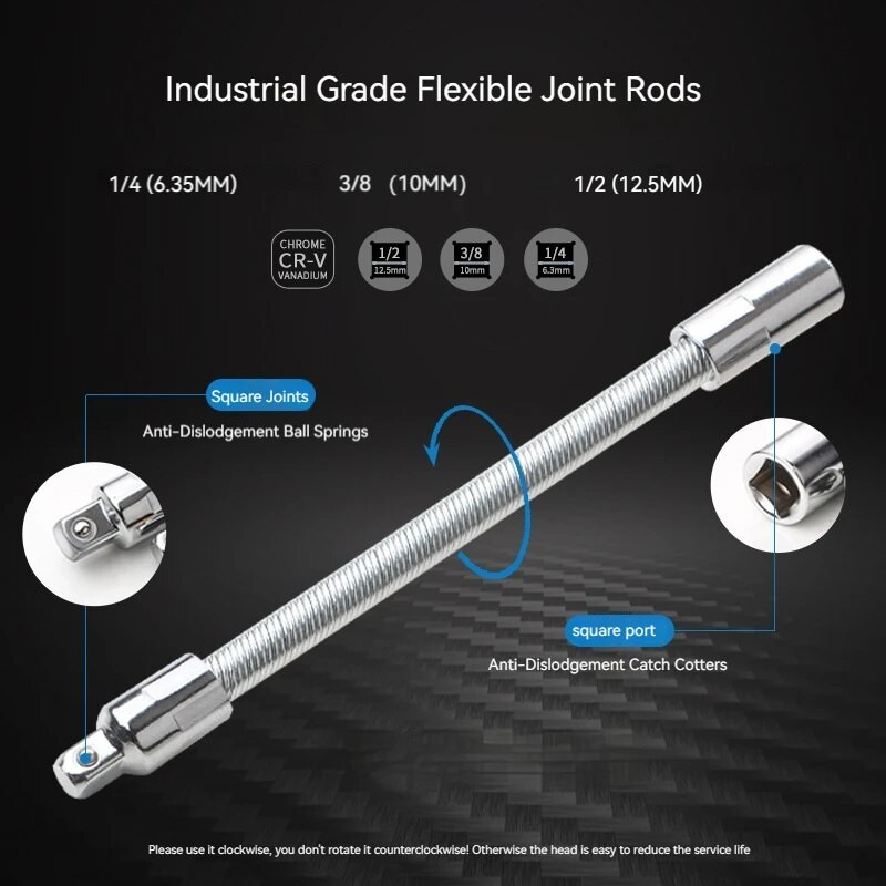 Čaura električnog ključa Univerzalna produžna šipka Savitljiva fleksibilna produžna šipka Komplet osovine 1/4 3/8 1/2 Nasadni ključevi Pogonska glava