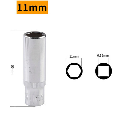 1 kom 4-14 mm set nasadnih nasadnih nastavaka, duboki nasadni adapter, krom-vanadij čelična nasadna nasadna glava, 1/4 šesterokutni pogon, udarni izvijači, nasadni ključevi, ručni alati