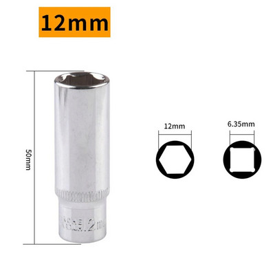 1 kom 4-14 mm set nasadnih nasadnih nastavaka, duboki nasadni adapter, krom-vanadij čelična nasadna nasadna glava, 1/4 šesterokutni pogon, udarni izvijači, nasadni ključevi, ručni alati