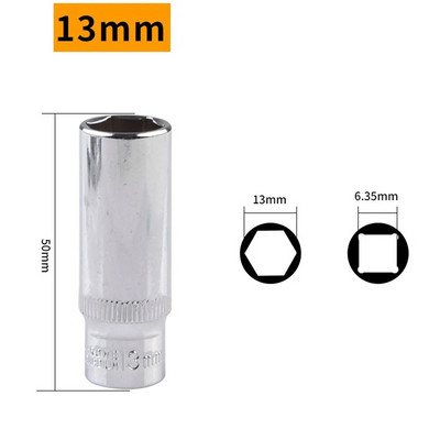 1 kom 4-14 mm set nasadnih nasadnih nastavaka, duboki nasadni adapter, krom-vanadij čelična nasadna nasadna glava, 1/4 šesterokutni pogon, udarni izvijači, nasadni ključevi, ručni alati