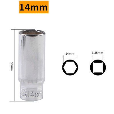 1 kom 4-14 mm set nasadnih nasadnih nastavaka, duboki nasadni adapter, krom-vanadij čelična nasadna nasadna glava, 1/4 šesterokutni pogon, udarni izvijači, nasadni ključevi, ručni alati