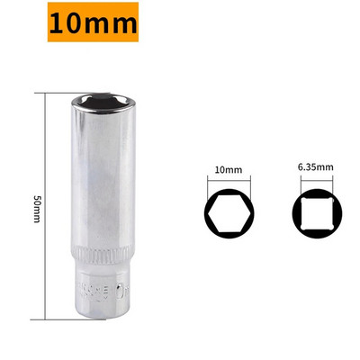 1 kom 4-14 mm set nasadnih nasadnih nastavaka, duboki nasadni adapter, krom-vanadij čelična nasadna nasadna glava, 1/4 šesterokutni pogon, udarni izvijači, nasadni ključevi, ručni alati