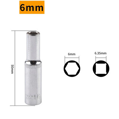 1 kom 4-14 mm set nasadnih nasadnih nastavaka, duboki nasadni adapter, krom-vanadij čelična nasadna nasadna glava, 1/4 šesterokutni pogon, udarni izvijači, nasadni ključevi, ručni alati