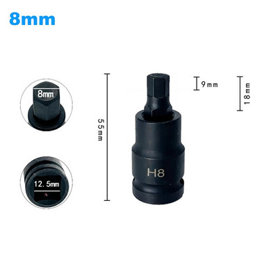 1 vnt 55 mm 1/2 colio pavaros šešiakampis antgalio lizdas Atsuktuvas Veržliarakčių rinkinys Gręžimo antgalio adapteris Rankiniai įrankiai H4 H5 H6 H8 H10 H12 H14 H17 H19