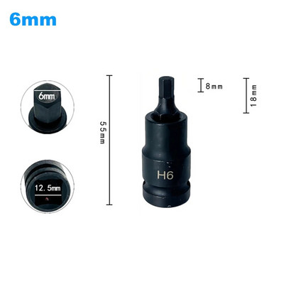 1 vnt 55 mm 1/2 colio pavaros šešiakampis antgalio lizdas Atsuktuvas Veržliarakčių rinkinys Gręžimo antgalio adapteris Rankiniai įrankiai H4 H5 H6 H8 H10 H12 H14 H17 H19