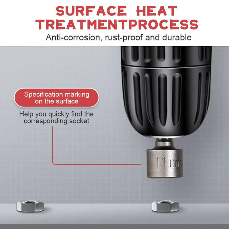 9 komada 5-13 mm šesterokutni vijak s utičnicom i mlaznicama Matica 1/4 in šesterokutna matica Odvijač Adapter za bušilicu Set odvijača Set nastavaka Ručni alati