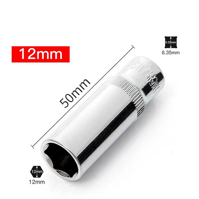 1 KOM 1/4" set dubokih nasadnih nasadnih nasadnih nasadnih nasadnica CRV ručni alati Alat za popravak dugih nasadnih nasadnih nasadnih nasadnica u 6 točaka