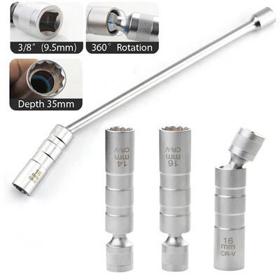 14 mm 16 mm pikendatav süüteküünla pesa mutrivõti magnetiline 12 nurga parandamise eemaldamise tööriist õhukese seinaga 3/8" ajami pistikupesad automaatne remonditööriist