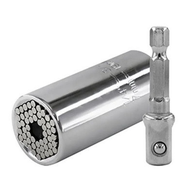 Višenamjenski srebrnasti 7 do 19 mm Magic Socket Višenamjenski ključ Produžna šipka Električna ručna bušilica Vijak set alata