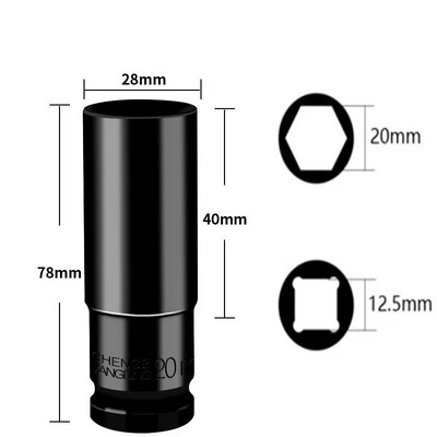 1/2 inčni set udarnih nasadnih nasadnih nastavaka 8-32 mm, šesterokutna pneumatska glava s rukavom za duge teške gume za litijske električne ključeve Ručni alati