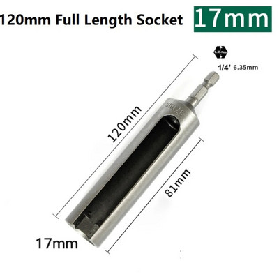 120 mm šesterokutna matica s utorom za brzu izmjenu šesterokutna drška s prorezima za svrdlo Nasadni ključ Alat 8-19 mm dugi duboko otvoreni utičnica