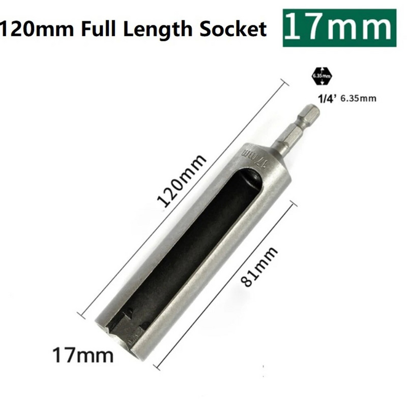 120 mm šesterokutna matica s utorom za brzu izmjenu šesterokutna drška s prorezima za svrdlo Nasadni ključ Alat 8-19 mm dugi duboko otvoreni utičnica