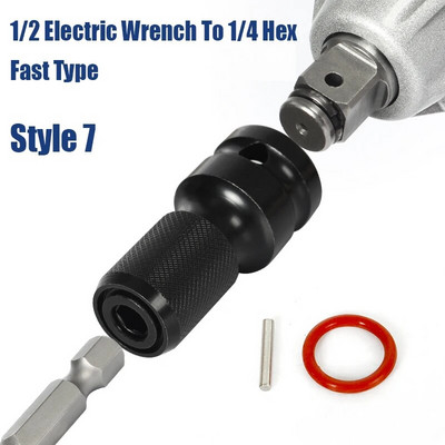 1/4 3/8 1/2 Čegrtaljka Adapter utičnice s četvrtastim pogonom Držač šesterokutnih bitova Električni ključ s čegrtaljkom Adapter Udarna utičnica Pretvarač Ručni alat