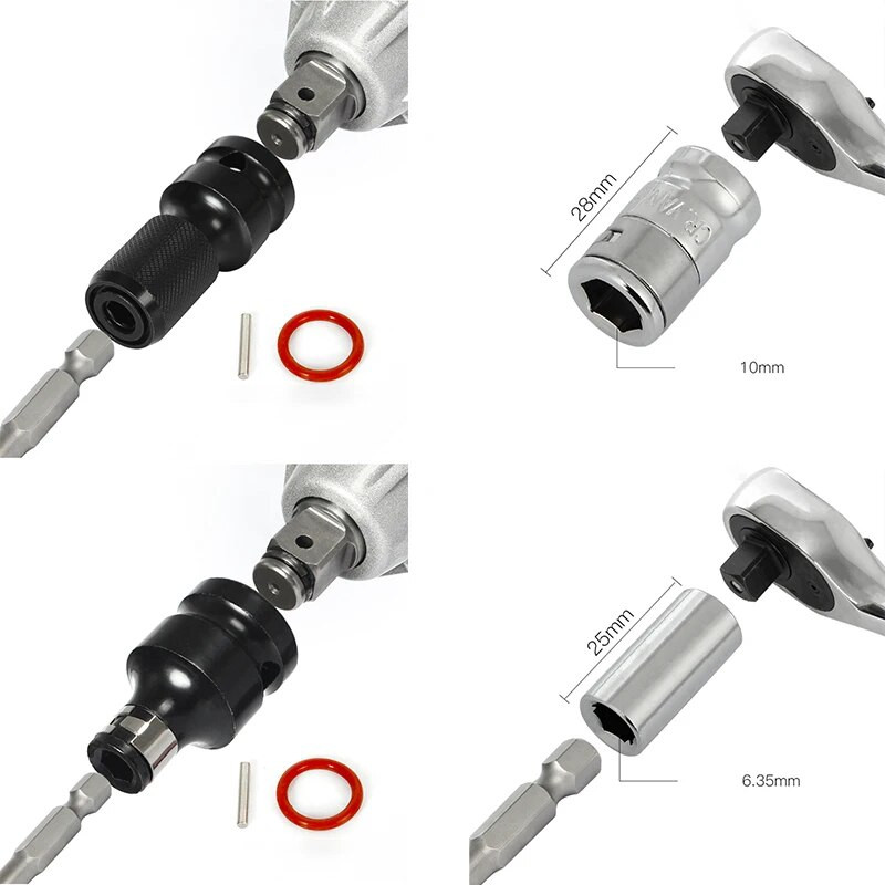 1/4 3/8 1/2 Čegrtaljka Adapter utičnice s četvrtastim pogonom Držač šesterokutnih bitova Električni ključ s čegrtaljkom Adapter Udarna utičnica Pretvarač Ručni alat