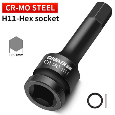 H4-H19 Kiterjesztett belső hatlapfejű csavarkulcs hatszögletű fogantyú csavar pneumatikus csavarhúzó Hardver Racsnis betétszerszámkészlet