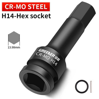 H4-H19 Kiterjesztett belső hatlapfejű csavarkulcs hatszögletű fogantyú csavar pneumatikus csavarhúzó Hardver Racsnis betétszerszámkészlet