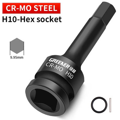 H4-H19 Kiterjesztett belső hatlapfejű csavarkulcs hatszögletű fogantyú csavar pneumatikus csavarhúzó Hardver Racsnis betétszerszámkészlet