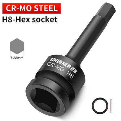 H4-H19 Kiterjesztett belső hatlapfejű csavarkulcs hatszögletű fogantyú csavar pneumatikus csavarhúzó Hardver Racsnis betétszerszámkészlet